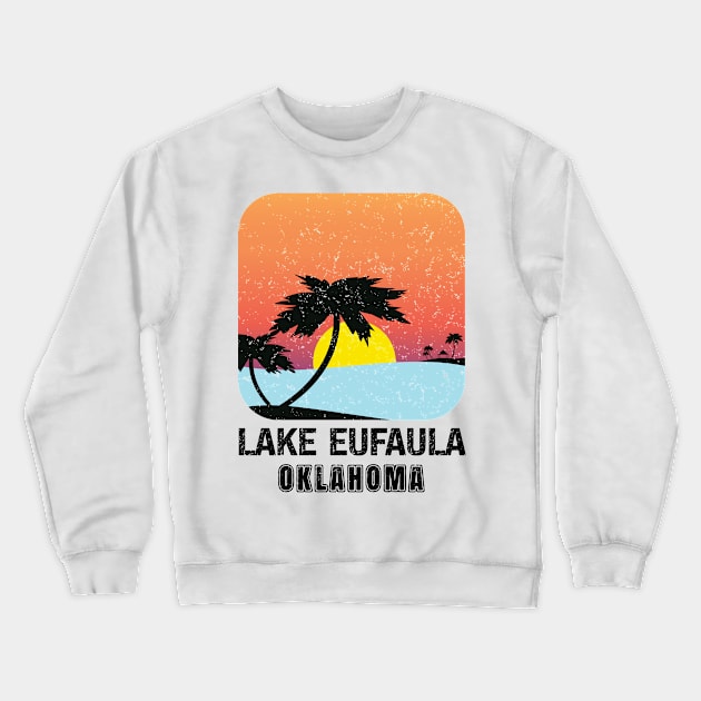 Retro Vintage Lake Eufaula Oklahoma Fishing Boat Paddle Adventure Crewneck Sweatshirt by Art master